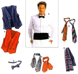 3403 BURDA  MALE BOW TIES, ASCOTS, CUMMERBUND, VEST PATTERN 36-50